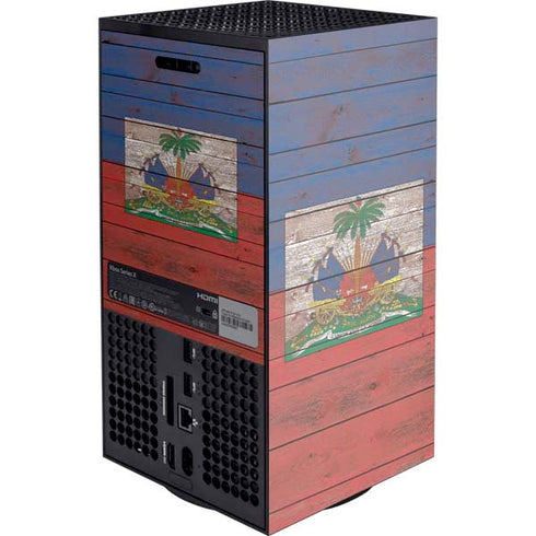 Haiti Flag Dark Wood XBox Series X Digital Edition Console Skin
